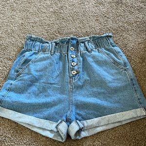 High waisted paper bag shorts